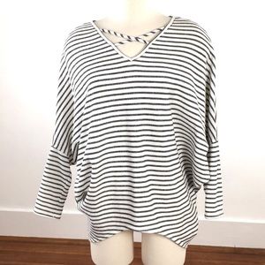Jolie Batwing Sleeve Striped Sweater Corset Neck L